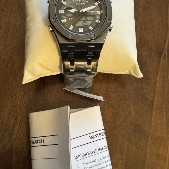 ActivaDual Time Silver and gun metal color watch